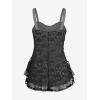 ROSE GAL Womens Plus Size Gothic Skull Lace Overlay Sleeveless Strap Tank Top(Gray)