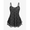 ROSE GAL Womens Plus Size Gothic Skull Lace Overlay Sleeveless Strap Tank Top(Gray)