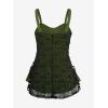 ROSE GAL Womens Plus Size Gothic Skull Lace Overlay Sleeveless Strap Tank Top(Green)