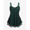 ROSE GAL Womens Plus Size Gothic Skull Lace Overlay Sleeveless Strap Tank Top(Green_1)