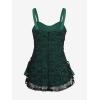 ROSE GAL Womens Plus Size Gothic Skull Lace Overlay Sleeveless Strap Tank Top(Green_1)