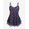 ROSE GAL Womens Plus Size Gothic Skull Lace Overlay Sleeveless Strap Tank Top(Purple)