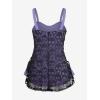 ROSE GAL Womens Plus Size Gothic Skull Lace Overlay Sleeveless Strap Tank Top(Purple)