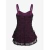 ROSE GAL Womens Plus Size Gothic Skull Lace Overlay Sleeveless Strap Tank Top(Purple_1)