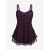 ROSE GAL Womens Plus Size Gothic Skull Lace Overlay Sleeveless Strap Tank Top(Purple_1)