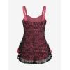 ROSE GAL Womens Plus Size Gothic Skull Lace Overlay Sleeveless Strap Tank Top(Red_1)