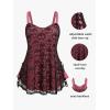 ROSE GAL Womens Plus Size Gothic Skull Lace Overlay Sleeveless Strap Tank Top(Red_1)