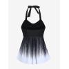 ROSE GAL Womens Plus Size Halter Backless Empire Waist Modest Boyshorts Tankini Swimsuit Set(Black_1)