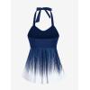 ROSE GAL Womens Plus Size Halter Backless Empire Waist Modest Boyshorts Tankini Swimsuit Set(Blue_1)
