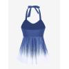 ROSE GAL Womens Plus Size Halter Backless Empire Waist Modest Boyshorts Tankini Swimsuit Set(Blue_3)