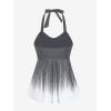 ROSE GAL Womens Plus Size Halter Backless Empire Waist Modest Boyshorts Tankini Swimsuit Set(Gray_1)