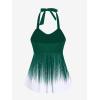 ROSE GAL Womens Plus Size Halter Backless Empire Waist Modest Boyshorts Tankini Swimsuit Set(Green_1)