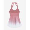 ROSE GAL Womens Plus Size Halter Backless Empire Waist Modest Boyshorts Tankini Swimsuit Set(Pink_1)