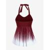 ROSE GAL Womens Plus Size Halter Backless Empire Waist Modest Boyshorts Tankini Swimsuit Set(Red_1)