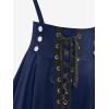 ROSE GAL Women’s Plus Size High Waist Tie Dress Gothic Lace Up Buckles Godet Hem A Line Suspender Skirt(Blue)