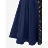 ROSE GAL Women’s Plus Size High Waist Tie Dress Gothic Lace Up Buckles Godet Hem A Line Suspender Skirt(Blue)