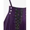 ROSE GAL Women’s Plus Size High Waist Tie Dress Gothic Lace Up Buckles Godet Hem A Line Suspender Skirt(Purple)