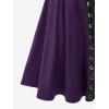 ROSE GAL Women’s Plus Size High Waist Tie Dress Gothic Lace Up Buckles Godet Hem A Line Suspender Skirt(Purple)