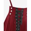 ROSE GAL Women’s Plus Size High Waist Tie Dress Gothic Lace Up Buckles Godet Hem A Line Suspender Skirt(Red)