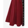 ROSE GAL Women’s Plus Size High Waist Tie Dress Gothic Lace Up Buckles Godet Hem A Line Suspender Skirt(Red)