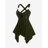 ROSE GAL Womens Plus Size Lace Up Zipper Crisscross Handkerchief Tank Top(Green_1)