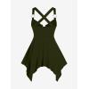 ROSE GAL Womens Plus Size Lace Up Zipper Crisscross Handkerchief Tank Top(Green_1)