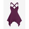 ROSE GAL Womens Plus Size Lace Up Zipper Crisscross Handkerchief Tank Top(Purple_3)