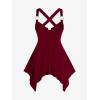 ROSE GAL Womens Plus Size Lace Up Zipper Crisscross Handkerchief Tank Top(Red)