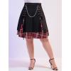 ROSE GAL Women’s Plus Size Mini A-Line Gothic Skirt Casual Plain Chain Detail High Waisted Short Stitching Plaid Pleated(Black-2)