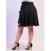ROSE GAL Women’s Plus Size Mini A-Line Gothic Skirt Casual Plain Chain Detail High Waisted Short Stitching Plaid Pleated(Black-2)
