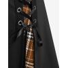 ROSE GAL Women’s Plus Size Mini A-Line Gothic Skirt Casual Plain Chain Detail High Waisted Short Stitching Plaid Pleated(Coffee)