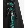 ROSE GAL Women’s Plus Size Mini A-Line Gothic Skirt Casual Plain Chain Detail High Waisted Short Stitching Plaid Pleated(Green)
