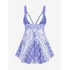 ROSE GAL Womens Plus Size Tribal Geo Print Crisscross Padded Boyshorts Tankini Swimsuit(Purple_3)