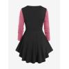 ROSE GAL Womens Plus Size Tunic Tops Fall Casual Long Sleeve T-Shirt Goth Shirt V Neck Loose Blouses Swing Tunic(Pink)
