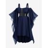 ROSE GAL Womens Plus Size Victorian Gothic Halloween Witch Renaissance Medieval Costume Cold Shoulder Dress(Blue)
