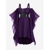 ROSE GAL Womens Plus Size Victorian Gothic Halloween Witch Renaissance Medieval Costume Cold Shoulder Dress(Purple)