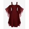 ROSE GAL Womens Plus Size Victorian Gothic Halloween Witch Renaissance Medieval Costume Cold Shoulder Dress(Red)