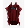 ROSE GAL Womens Plus Size Victorian Gothic Halloween Witch Renaissance Medieval Costume Cold Shoulder Dress(Red)