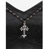 ROSE GAL Womens Plus Size Victorian Gothic Jacquard Grommets Buckle Cross Layered Sleeveless Midi Dress(Black)