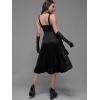 ROSE GAL Womens Plus Size Victorian Gothic Jacquard Grommets Buckle Cross Layered Sleeveless Midi Dress(Black)