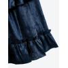 ROSE GAL Womens Plus Size Victorian Gothic Jacquard Grommets Buckle Cross Layered Sleeveless Midi Dress(Blue)