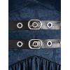 ROSE GAL Womens Plus Size Victorian Gothic Jacquard Grommets Buckle Cross Layered Sleeveless Midi Dress(Blue)