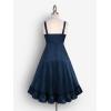 ROSE GAL Womens Plus Size Victorian Gothic Jacquard Grommets Buckle Cross Layered Sleeveless Midi Dress(Blue)