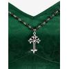 ROSE GAL Womens Plus Size Victorian Gothic Jacquard Grommets Buckle Cross Layered Sleeveless Midi Dress(Green)