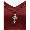 ROSE GAL Womens Plus Size Victorian Gothic Jacquard Grommets Buckle Cross Layered Sleeveless Midi Dress(Red)