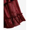 ROSE GAL Womens Plus Size Victorian Gothic Jacquard Grommets Buckle Cross Layered Sleeveless Midi Dress(Red)