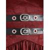 ROSE GAL Womens Plus Size Victorian Gothic Jacquard Grommets Buckle Cross Layered Sleeveless Midi Dress(Red)