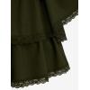 ROSE GAL Womens Plus Size Victorian Gothic Lace-up Layered Lace Trim Cutout Trumpet Sleeves Knee Length Dress(Army Green)