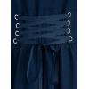 ROSE GAL Womens Plus Size Victorian Gothic Lace-up Layered Lace Trim Cutout Trumpet Sleeves Knee Length Dress(Blue)