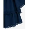 ROSE GAL Womens Plus Size Victorian Gothic Lace-up Layered Lace Trim Cutout Trumpet Sleeves Knee Length Dress(Blue)